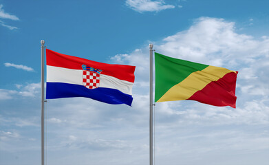 Congo and Croatia flags, country relationship concept