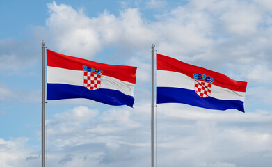 Two Croatia flags, country relationship concept