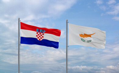 Cyprus and Croatia flags, country relationship concept