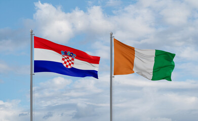 Ivory Coast and Croatia flags, country relationship concept