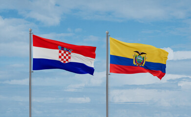 Ecuador and Croatia flags, country relationship concept