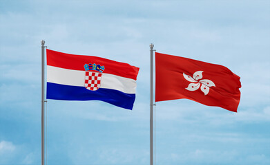 Hong Kong and Croatia flags, country relationship concept