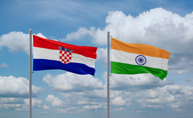 India and Croatia flags, country relationship concept