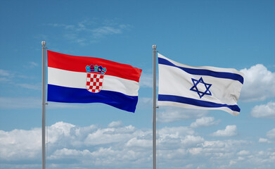 Israel and Croatia flags, country relationship concept