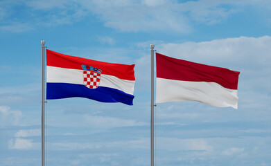 Indonesia and Croatia flags, country relationship concept