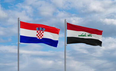 Iraq and Croatia flags, country relationship concept