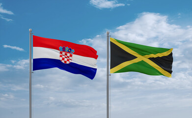 Jamaica and Croatia flags, country relationship concept