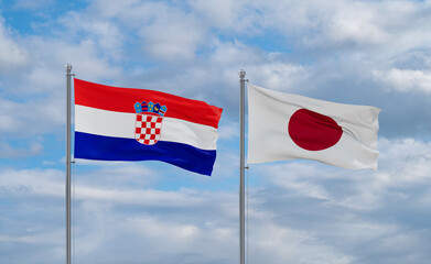 Japan and Croatia flags, country relationship concept