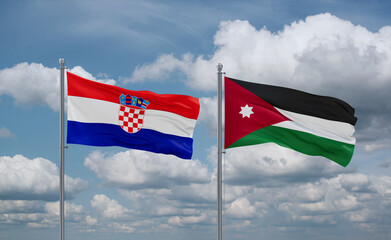 Jordan and Croatia flags, country relationship concept