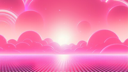 A retro pink background with a '80s vibe