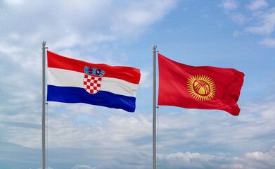 Kyrgyzstan and Croatia flags, country relationship concept