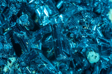 Aquamarine crystal mineral stone. Gems. Mineral crystals in the natural environment. Texture of precious and semiprecious stones. shiny surface of precious stone