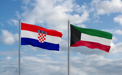 Kuwait and Croatia flags, country relationship concept