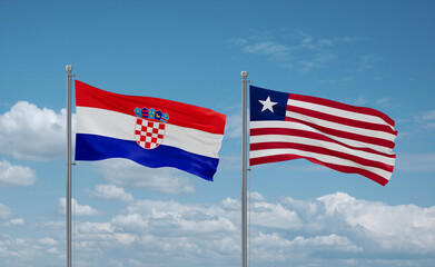 Liberia and Croatia flags, country relationship concept