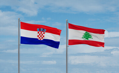 Lebanon and Croatia flags, country relationship concept