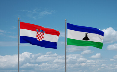 Lesotho and Croatia flags, country relationship concept