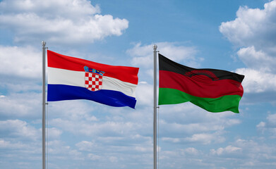 Malawi and Croatia flags, country relationship concept
