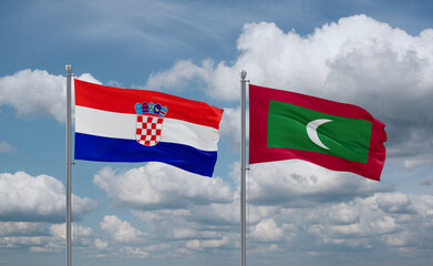 Maldives and Croatia flags, country relationship concept