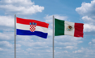 Mexico and Croatia flags, country relationship concept