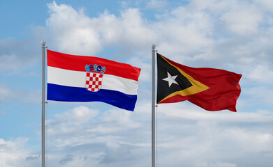 East Timor and Croatia flags, country relationship concept