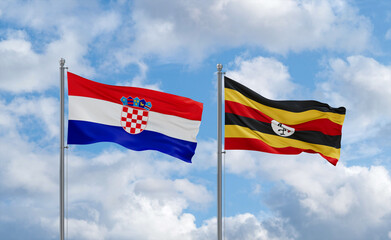 Uganda and Croatia flags, country relationship concept