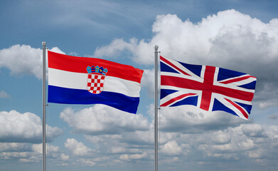 United Kingdom and Croatia flags, country relationship concept