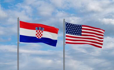 USA and Croatia flags, country relationship concepts