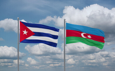 Azerbaijan and Cuba flags, country relationship concept
