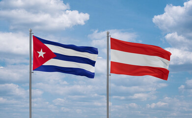 Austria and Cuba flags, country relationship concept