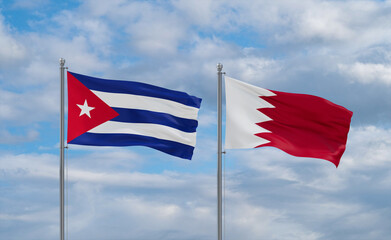 Bahrain and Cuba flags, country relationship concept