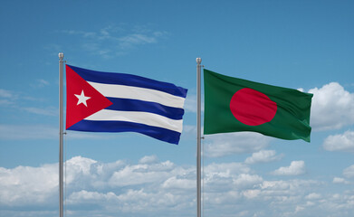 Bangladesh and Cuba flags, country relationship concept