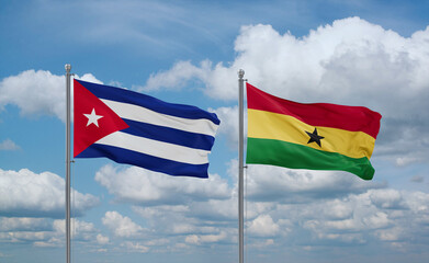Ghana and Cuba flags, country relationship concept