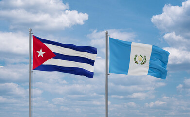 Guatemala and Cuba flags, country relationship concept