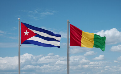 Guinea and Cuba flags, country relationship concept