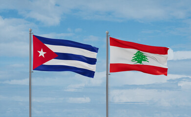 Lebanon and Cuba flags, country relationship concept