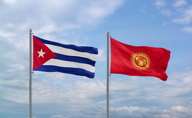 Kyrgyzstan and Cuba flags, country relationship concept