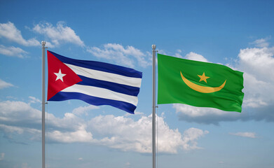 Mauritania and Cuba flags, country relationship concept