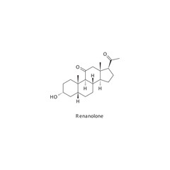 Renanolone  flat skeletal molecular structure Neurosteroid drug used in Sedation (Hypnotic, sedative agent) treatment. Vector illustration scientific diagram.