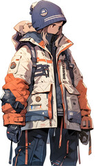 Naklejka premium Winter outfit in anime style isolated on transparent 