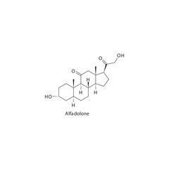 Alfadolone  flat skeletal molecular structure Neurosteroid drug used in Sedation (Hypnotic, sedative agent) treatment. Vector illustration scientific diagram.