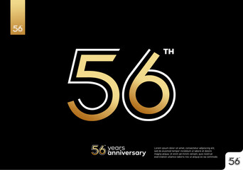 Golden 56th anniversary celebration logotype on black background