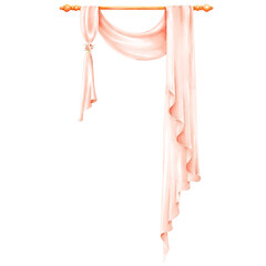 Obraz premium pink curtain watercolor illustration 