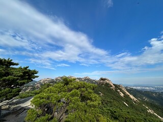 landscape with blue sky and clouds