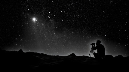 Photographer fascinated by star gazing at night full of stars and galaxies