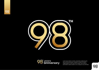 Golden 98th anniversary celebration logotype on black background