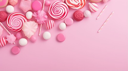 A candy-themed pink background for a delightful vibe