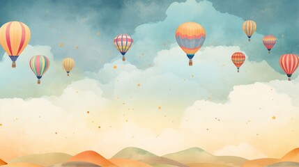Obraz premium A border of whimsical hot air balloons in the sky