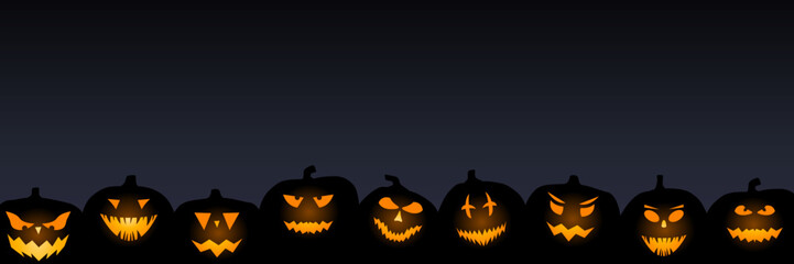 Naklejka premium Halloween pumpkin lantern banner