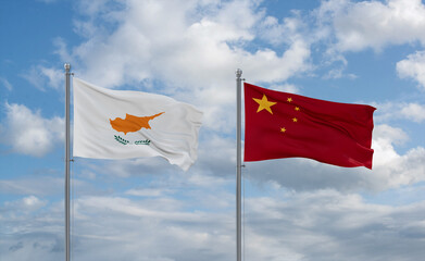 China and Cyprus flags, country relationship concept