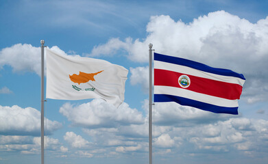 Costa Rico and Cyprus flags, country relationship concept
